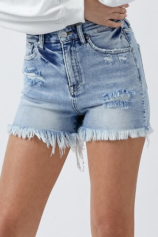 Distressed Denim Shorts