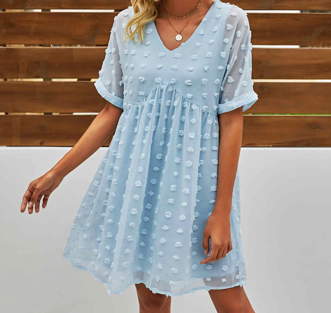 Light Blue Swiss Dot Dress