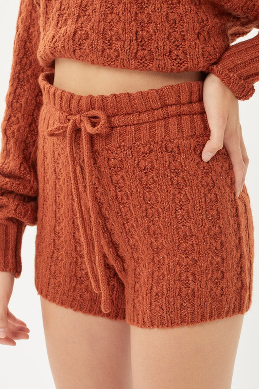 Terracotta Cable Knit Shorts