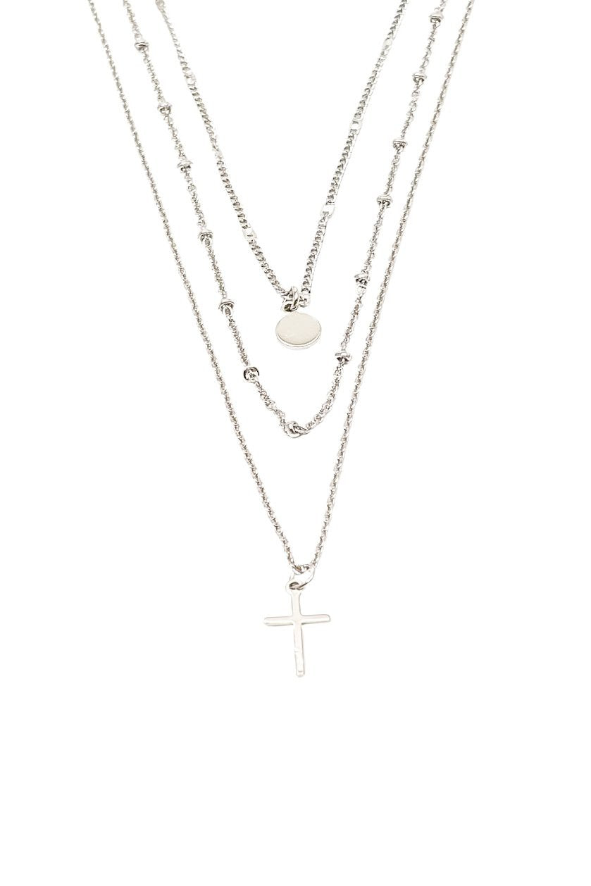 Silver Stacked Cross Necklace